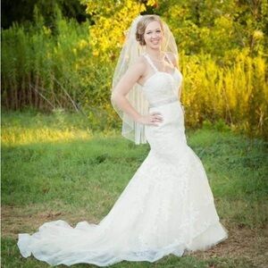 Dress and veil.